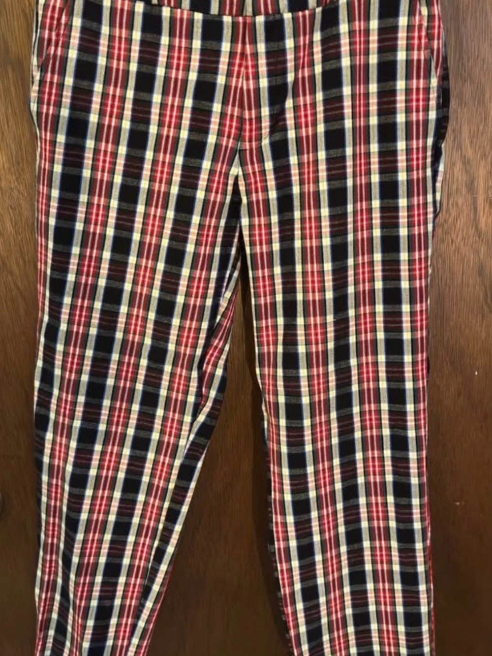 Time and Tru cropped plaid pants - red, black, blue, yellow, white- Size 8